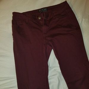 Wine red skinny jeans